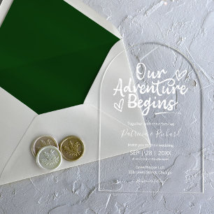 Unsere Abenteuer Beginnen Rustikale Chic-Hochzeit Acryleinladungen