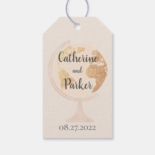 Unsere Adventure World Globe Map Travel Gold Weddi Geschenkanhänger (Rückseite)