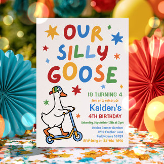 Unsere alberne Gans Jungen Bunte Geburtstagsfeier Einladung