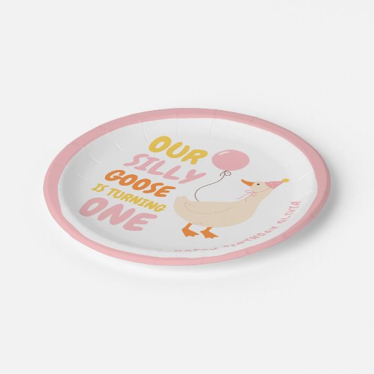 Unsere Alberne Gans verwandelt sich in eine | Bunt Pappteller (Schrägansicht)