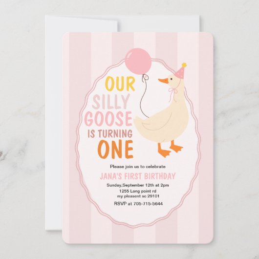 Unsere Alberne Gans verwandelt sich in eine | Nied Einladung (Vorderseite)