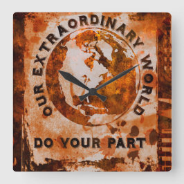 Unsere außergewöhnliche Welt Quadratische Wanduhr