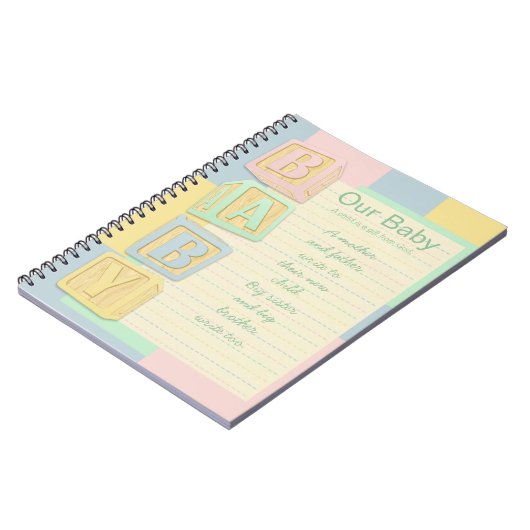 Unsere Baby Pastel Alphabet Blocks Custom Notebook Notizblock (Linke Seite)