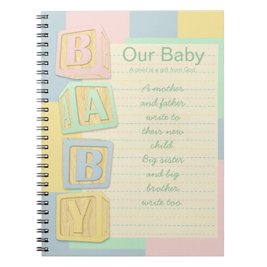 Unsere Baby Pastel Alphabet Blocks Custom Notebook Notizblock (Vorderseite)