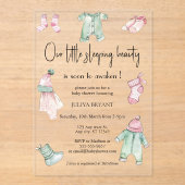 Unsere Babybettwäsche Baby Dusche Acryleinladungen (Vorderseite)