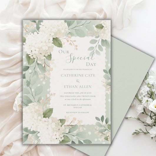 Unsere besonderen weißen Hydrangeen Hochzeit im Vi Einladung