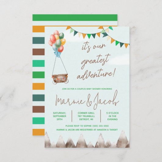 Unsere Beste Adventure Gender Neutral Baby Dusche Einladung (Vorne/Hinten)