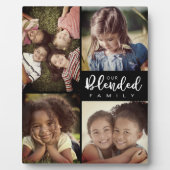 Unsere Blended Family Vier FotoCollage Schwarz Fotoplatte (Vorderseite)