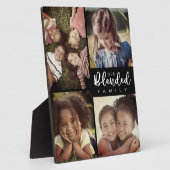 Unsere Blended Family Vier FotoCollage Schwarz Fotoplatte (Seite)