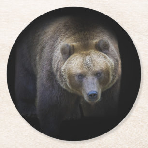Unsere Brun Grizzly Animal Vie Sauvage Forêt Jungl Runder Pappuntersetzer