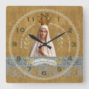 Unsere Dame an der Fatima-Wall-Uhr Quadratische Wanduhr