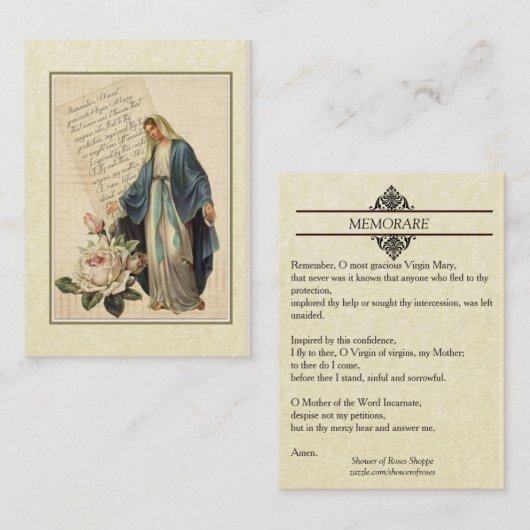 Unsere Dame Anmut Memorare heiliger Karte (Vorne/Hinten)