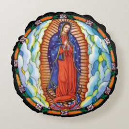 Unsere Dame auf dem Sofa-Bett von Guadalupe Rundes Kissen