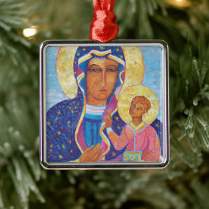 Unsere Dame Czestochowa Black Madonna Poland Metal Ornament Aus Metall
