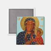 Unsere Dame Czestochowa / Schwarzes Madonna Magnet (Vorderseite/Rückseite)