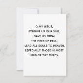 Unsere Dame der Fatima Rosary Dekade-Gebetskarte (Rückseite)