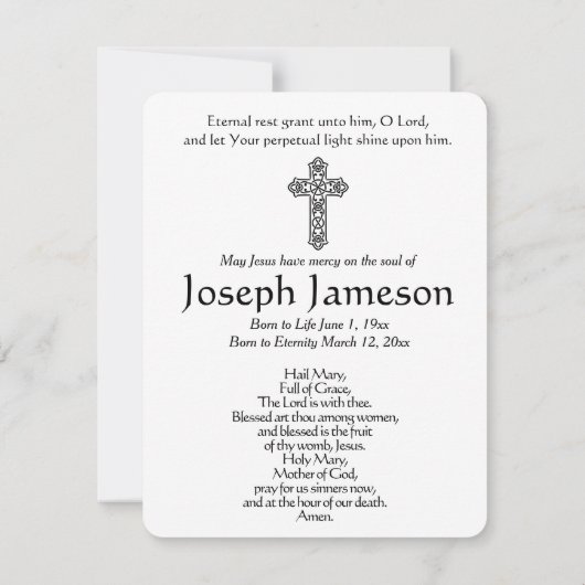 Unsere Dame der gu-katholischen Beerdigungskarte (Rückseite)