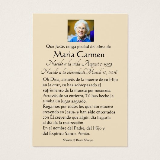 Unsere Dame der Säule Spanisch (Rückseite)