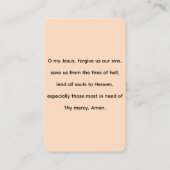 Unsere Dame des Fatima-Gebetskarte Visitenkarte (Rückseite)