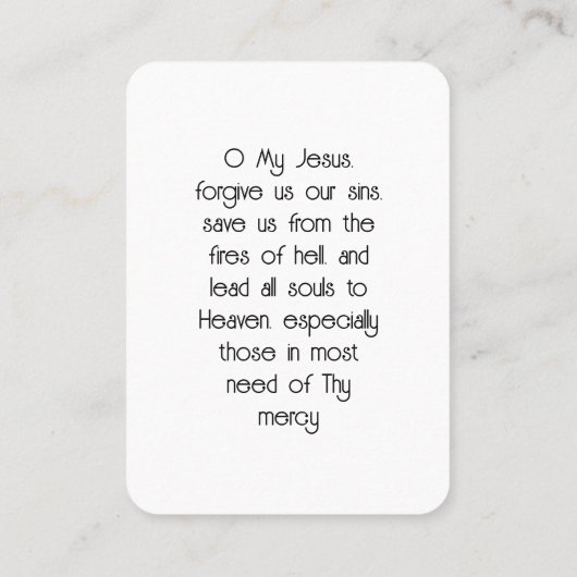 Unsere Dame des Fatima-Gebetskarte Visitenkarte (Rückseite)