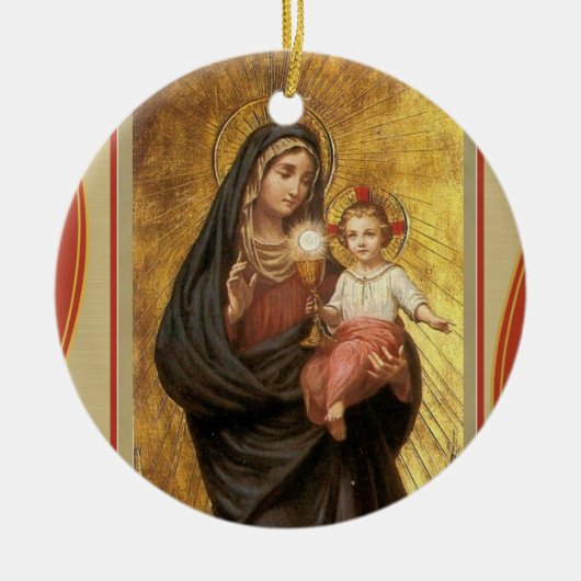 "Unsere Dame des gesegneten Sakraments mit Baby Keramikornament (Vorne)
