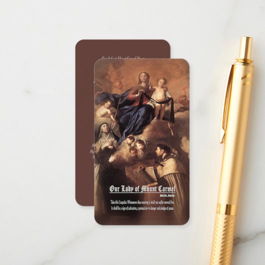 Unsere Dame des Karmel-Gebets Begleitkarte (Vorderseite/Rückseite Beispiel)