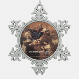 Unsere Dame des Karmel-Gebets Schneeflocken Zinn-Ornament