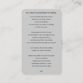 Unsere Dame des Lourdes Gebet für die Heilkarte Visitenkarte (Rückseite)