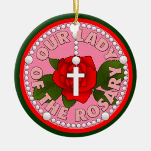 Unsere Dame des Rosenbeetes Keramik Ornament