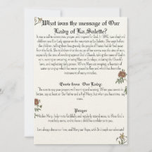 Unsere Dame des Salette-Gebetskarte