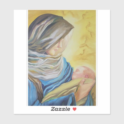 Unsere Dame des Schweigens hält das Baby Jesus Aufkleber (Blatt)