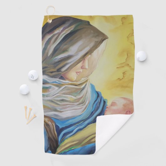 Unsere Dame des Schweigens hält das Baby Jesus Golfhandtuch (Insitu)