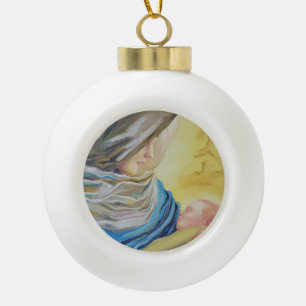 Unsere Dame des Schweigens hält das Baby Jesus Keramik Kugel-Ornament