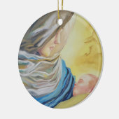 Unsere Dame des Schweigens hält das Baby Jesus Keramik Ornament (Links)