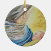 Unsere Dame des Schweigens hält das Baby Jesus Keramik Ornament (Hinten)