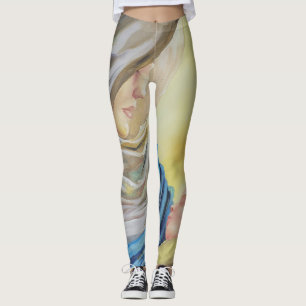 Unsere Dame des Schweigens hält das Baby Jesus Leggings