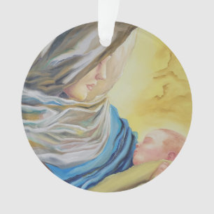 Unsere Dame des Schweigens hält das Baby Jesus Ornament