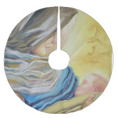 Unsere Dame des Schweigens hält das Baby Jesus Polyester Weihnachtsbaumdecke (Vorderseite)