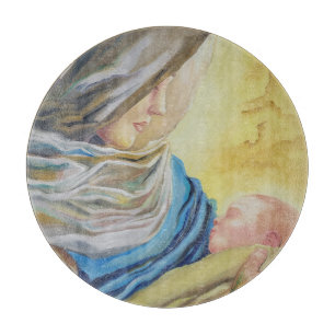 Unsere Dame des Schweigens hält das Baby Jesus Schneidebrett