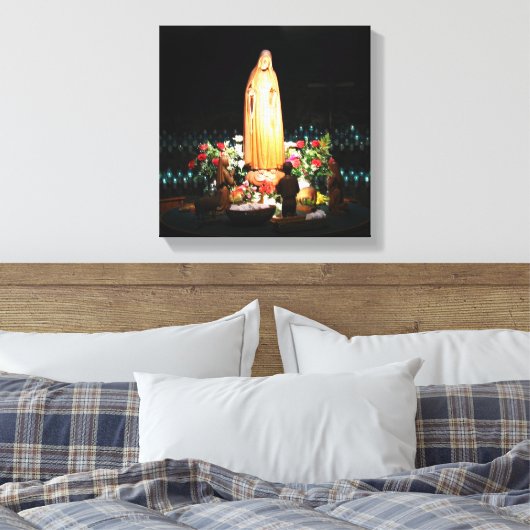 Unsere Dame Fatima Statue ummantelte Canvas Print Leinwanddruck (Insitu (Schlafzimmer))