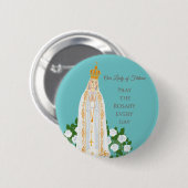 Unsere Dame Fatima und weiße Rosen Button (Vorne & Hinten)