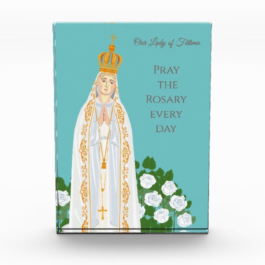 Unsere Dame Fatima und weiße Rosen Fotoblock (Vorderseite)