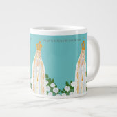 Unsere Dame Fatima und weiße Rosen Jumbo-Tasse (Vorderseite Rechts)