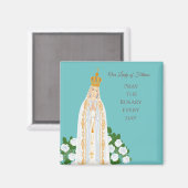 Unsere Dame Fatima und weiße Rosen Magnet (Vorderseite/Rückseite)