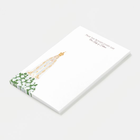 Unsere Dame Fatima und weiße Rosen Post-it Klebezettel (angewinkelt)
