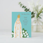Unsere Dame Fatima und weiße Rosen Postkarte (Stehend Vorderseite)
