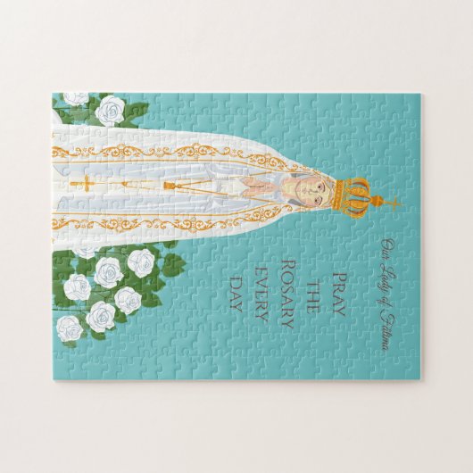 Unsere Dame Fatima und weiße Rosen Puzzle (Horizontal)