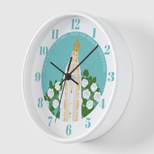 Unsere Dame Fatima und weiße Rosen Uhr (Winkel)