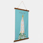 Unsere Dame Fatima und weiße Rosen Wandteppich Mit Holzrahmen (Gewinkelt)