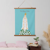 Unsere Dame Fatima und weiße Rosen Wandteppich Mit Holzrahmen (Schlafzimmer)
